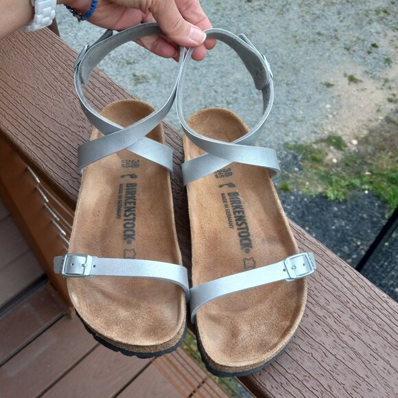 Birkenstock Daloa Silver Birkoflor Ankle Strap Sandals Size 38 N US 7 - 7.5 - Picture 1 of 16